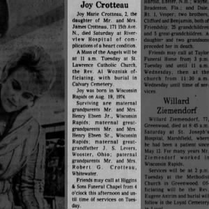 Obituary for Joy Marie Crotteau